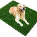 Grass Pad for Dogs 39.3 x 19.7 inches, Strong Absorbency Soft and Real Grass for Pets Potty Training, Easy to Clean Fake Grass for Dog Indoor Outdoor Use (1 Pack) (Green)
