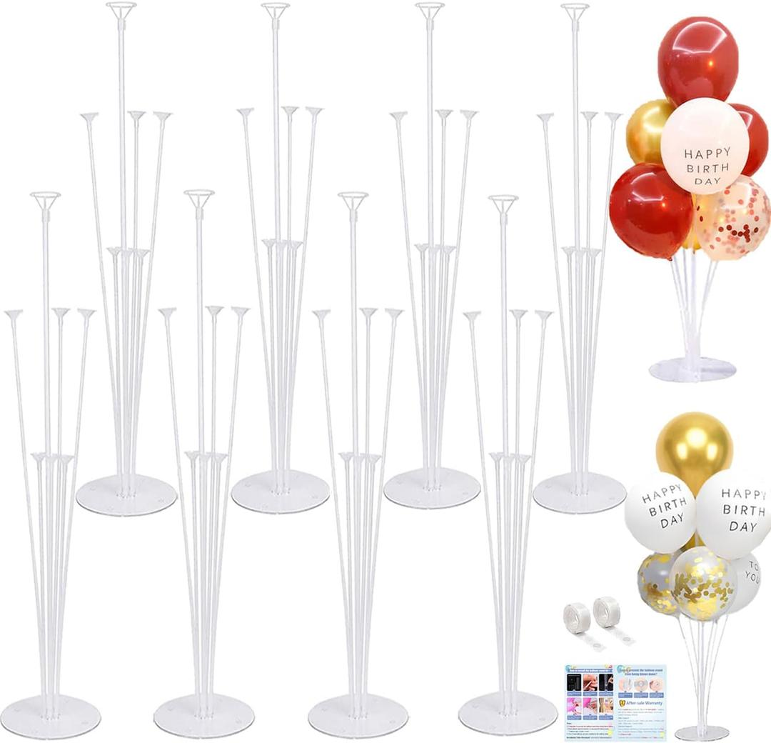 8 Sets Balloon Stand Kits, Balloon Sticks Holder with Base for Table Baby Shower Gender Reveal Graduation Birthday Wedding Anniversary Party Decorations
