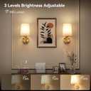Ouyulong Battery Operated Wall Sconces Set of 2, Wireless Rechargeable Dimmable Wall Light with RGB Bulb and Remote for Bedroom, Living Room, Hallway (Gold)