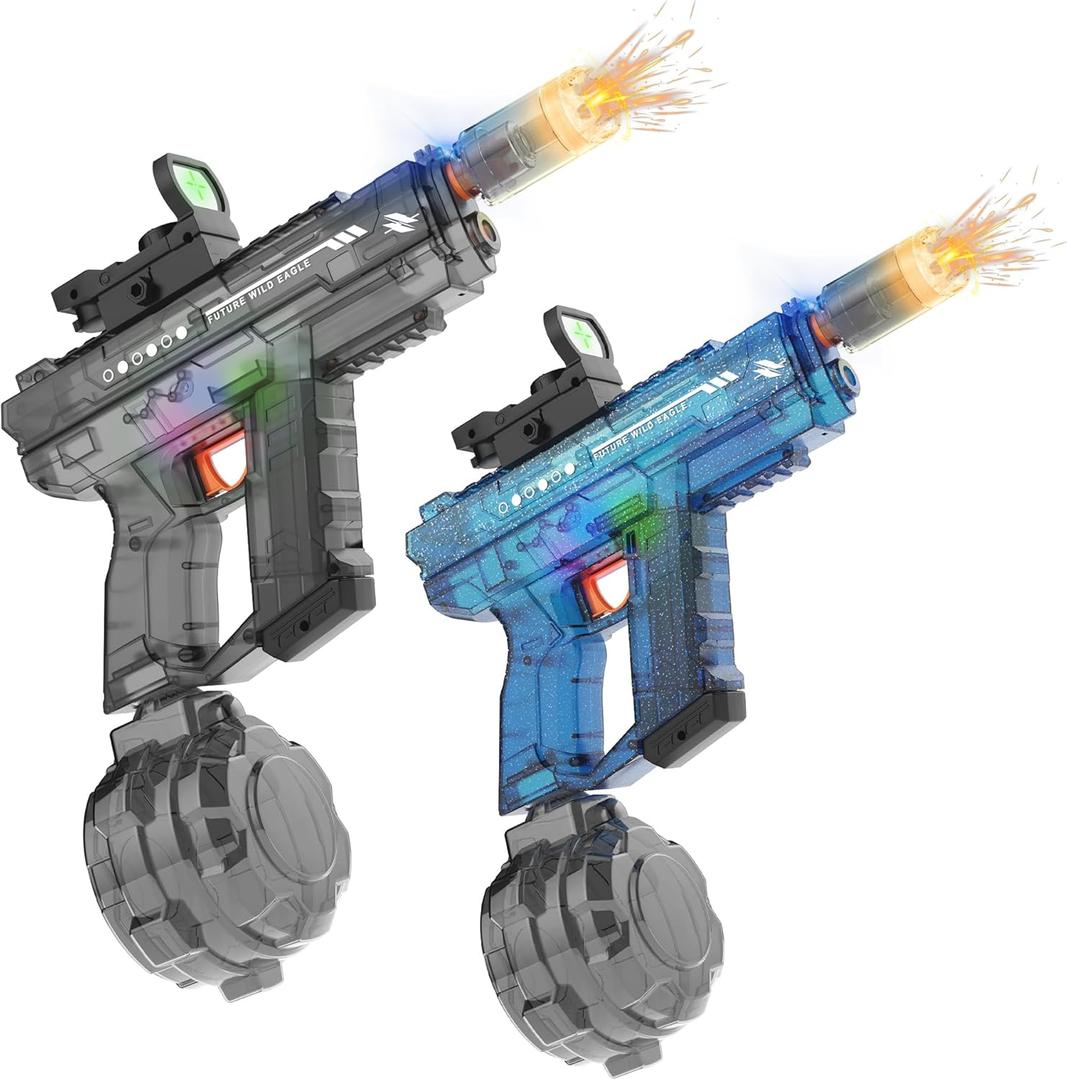 Electric Water Guns for Adults & Kids,Realistic Automatic Water Gun with 26-32 FT Long Range,800ml Large Water Tank,Splash-Resistant Design,Summer Outdoor Pool Beach Toy for Backyard Games(2 Pack), Black/blue