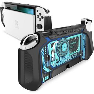 Mumba Dockable Case for Nintendo Switch OLED 2021, [Blade Series] TPU Grip Protective Cover Accessories Compatible with Nintendo Switch OLED 7 Inch and Joy-Con Controller (Marine)