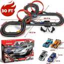 30 FT Slot Car Race Tracks Sets Toys for Ages 8-10 -1:43 Dual Race Car Track with 4 Slot Cars, 2 Hand Controllers, Christmas, Birthday Gift Toys for Ages 8-13