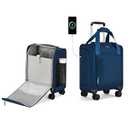 MILADA Underseat Carry On Luggage with Wheels, Airline Approved 16-inch Spinner Small Suitcase, Softside Travel Luggage, Personal Item Overnight Bag, Business Mini Suitcase for Women and Men, Blue