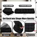 Wenqik 7 Pcs Outdoor Wicker Chair Cushions Set with 1 Loveseat Cushions 44 x 19 in Weatherproof & 6 U Shaped Cushions for Wicker Patio Furniture Porch Swing Bench Seat Sofa Couch(Black)