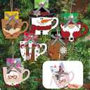Dispowreath 6 Pcs Christmas Card Holder Gift Wooden Nutcracker Snowman Santa Money and Gift Card Sleeves Christmas Cash Holders Xmas Decors for Xmas Tree Ornament Winter Holiday Decor (Coffee Cup)