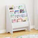 UTEX Kids Bookshelf Storage, Book Shelf for Kids Rooms, 4 Tier Sling Bookshelf for Kids, Toddler, Magazine Book Rack, Children Book Organizer, White, 12 Inches X 24 Inches X 28 Inches
