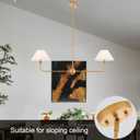 Modern Linear Chandeliers for Dining Room, Gold Island Light Fixtures with Off-White Fabric Shade, Rustic Linear Pendant Light for Kitchen