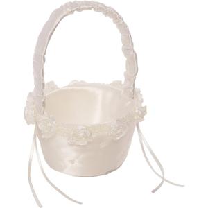 Simplicity 5073062010 Small Flower Girl Basket for Weddings and Other Celebrations, 3.5'' W x 5'' L x 7.5'' H, White Ivory