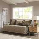 Madison Park Daybed Cover Set - Trendy Design, All Season Luxury Bedding with Bedskirt, Matching Shams, Decorative Pillow, Diamond Quilted Faux Suede Reversible Brown 75"x39" 6 Piece