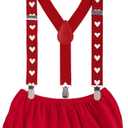 IMEKIS Baby Boys 1st Birthday Cake Smash Outfit Suspenders Bowtie Shorts Sets Cupid Photo Shoot (3-24 Months, # Red)