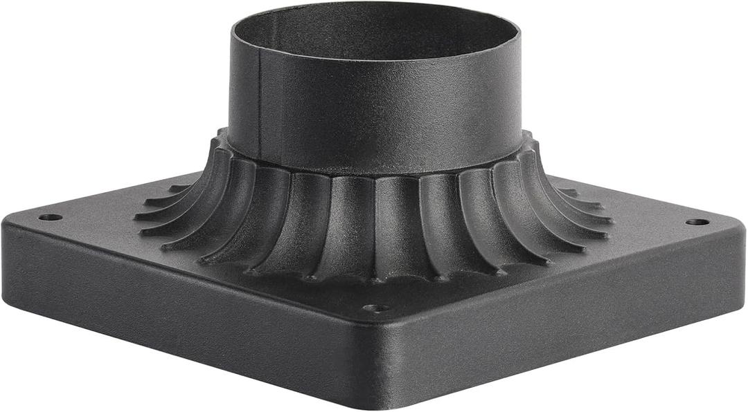 Cast Aluminum Pier Mount Base, 3" Diameter Pier Mount Adapter for Outdoor Post Light, Black Pier Mounting Base for Deck Porch Patio (1 Pack)