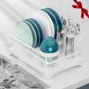Dish Drying Rack Kitchen - Dish Racks for Kitchen Counter Space-Saving, Dish Drainer with Automatic Drain and Adjustable Spout, Dishwasher Rack with Cutlery Holder, Easy to Install, White (1 Tier - White)