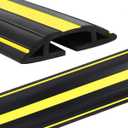 Eapele 10 ft Floor Cable Cover Protector, Heavy Duty PVC Duct Easy to Unroll, Prevent Trip Hazard for Home Office or Outdoor Settings (10 feet-1pc, Yellow & Black)