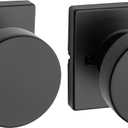 Kwikset Pismo Interior Passage Door Knob, Handle For Closet and Hallway Doors, Non-Locking Doorknob in Matte Black, with Microban Protection
