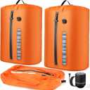 Vacuum Bags for Travel with Pump, Vacuum Packing Cubes for Travelers, Vacuum Seal Bags for Clothing, Reusable IP68 Waterproof Airless Travel Bags for Luggage, Backpack & Suitcase (Orange 2PC + Pump)