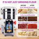 750g Grain Mill, 304 Stainless Steel Spice Grinder, 2800W High-speed Commercial Flour Mill, Superfine Flour Mill Grinder for Home, Grain Mill for Flour