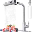 AVSIILE Brushed Nickel Kitchen Faucets with Pull Down Sprayer & Soap Dispenser, Single Hole & Handle, Pull Out Tap, Waterfall Stainless Steel Sink Faucet for Farmhouse Camper Laundry Rv Bar