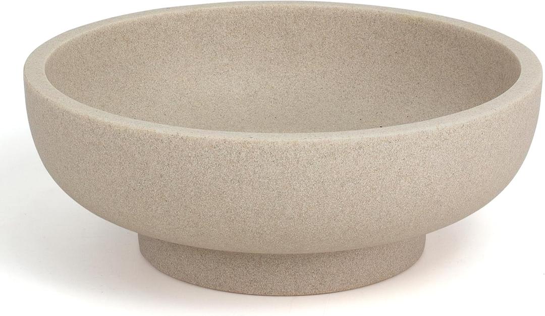 Large Decorative Bowl, Modern Handicraft Resin Bowls for Home Decor, Decorative Fruit Bowl for Kitchen Counter, Stylish Key Bowl for Entry Table, Artificial Stone Resin, Beige