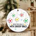 3 x Soccer Ornament 2025  White Elephant Gift, Deck The Halls with Soccer Balls Ceramic Ornament  Holiday Tree Decoration for Soccer Players, Coaches & Fans  Sports Gag Gift & Stocking Stuffer
