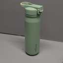 REDUCE 24 oz Hydrate Pro Stainless Steel Insulated Water Bottle - Flip Top Leak-Proof Lid, Dishwasher Safe, BPA-Free, Dual Wall Vacuum, Keeps Drinks Cold for 48 Hrs, Cup Holder Friendly - Matcha