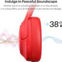 TOZO HT2 Hybrid Active Noise Cancelling Headphones, Wireless Over Ear Bluetooth Headset, 60H Playtime, Hi-Res Audio Custom EQ via App Deep Bass Comfort Fit Ear Cups, for Home Office Travel Red