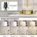 28" Gold Glass Table Lamp Single with Night Light, Modern Bedside Lamp with USB C+A Charging Ports, Nightstand Lamp for Living Room, Glass Lamps for Bedroom End Table Office, Bulbs Included, 1Pack