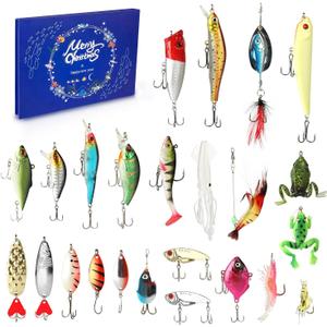 2025 Advent Calendar Fishing Christmas Countdown,24 Days Fishing Lure Countdown Calendar,2025 Xmas Surprise Gift for Adult Men or Teen Boys