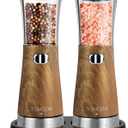 Electric Salt and Pepper Grinder Set with Storage Base, Stainless Steel Rechargeable Salt and Pepper Grinder Set with 4.5 oz Large Capacity, 1.8" Wide Mouth, Adjustable Coarseness, Ideal for Kitchen