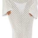 ANRABESS Women Swimsuit Swim Crochet Cover Up Knit Bathing Suit Swimwear 2025 Summer Bodycon Beach Dress Vacation Clothes (Large, White)