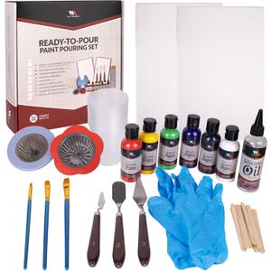 WA Portman 38-PC Ready to Pour Acrylic Pouring Paint Set  6 Bottles of Acrylic Paint Kits for Adults & Kids  Complete Painting Sets with Canvas Painting Supplies for Beginners & Professionals