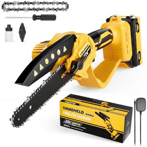Mini Chainsaw Compatible With Dewalt 20V MAX Battery,Cordless Pruning Chainsaw with Security Lock & Replacement Chain, Battery Powered for Wood Cutting|Tree Trimming|Camping(Battery Included)