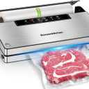 Bonsenkitchen Vacuum Sealer Machine, Powerful Stainless Steel Food Sealer with 5 Modes, Built-in Cutter & Bag Storage,Globefish Technology for High-Speed Continuous Working, Include 1 Bag Roll (Silver)