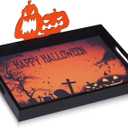 Krismax Halloween Decorations Decorative Serving Trays and Platters Pumpkin Tray - Snacks Bowl Candy Dish - for Breakfast, Lunch, Dinner, Appetizers - Food Tray (11.3" x 1.5" x 15.8", Orange)