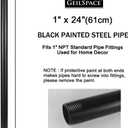 GeilSpace 1" 24" Pre-Cut Black Metal Pipe, Industrial Steel Fits Standard One Inch Black Threaded Pipes and Fittings - Vintage DIY Industrial Shelving (1" 24")
