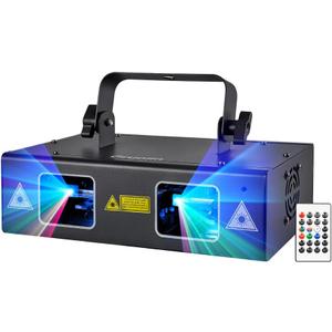 DJ Lights Party Lights, Gruolin RGB Full Color Laser Stage Light Music Sound Activated & DMX Control Patterns Projector, Perfect for Party Disco Bar Club Stage & DJ Lighting