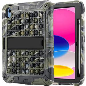 XZC Case for iPad 10th Generation 10.9 Inch 2022, Heavy Duty Shockproof Rugged Protective Case for iPad 10.9 Inch 2022 Release (Camouflage)