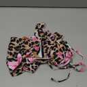 WDIRARA Women's 2 Piece Leopard Print Swimsuits Triangle High Waisted Bathing Suit Brazilian Bikini Sets (Large, Leopard Floral Multicolor)