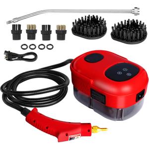 2500W Handheld Steam Cleaner,Steamer for Cleaning,15SFast Heating High Pressure Portable Steam Cleaner (Red-(New Version))