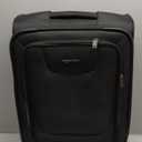 Amazon Basics 20" Carry-On Luggage, Softside Suitcase With TSA Lock, 8 Spinner Wheels, Telescoping Handle, Front Exterior Pocket, 3 Interior Pockets, Black