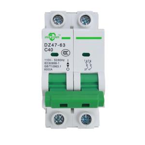 AC Miniature Circuit Breaker, 2 Pole 40 Amp, 120/240VAC, 6kA Din Rail Mount Breaker with Thermal Magnetic Trip, DZ47-63 C40 2P, AC Solar MCB