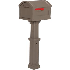 Architectural Mailboxes Grand Haven Plastic Mailbox and Post Kit, GHC40MAM, Mocha, Extra Large Capacity