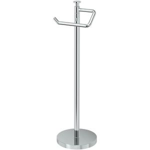 Gatco 1435C Freestanding Toilet Paper Holder, 23.68 H, Chrome | Toilet Tissue Roll Holder Stand With Weighted and Padded Base For Bathroom