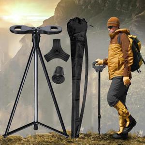 Walking Cane with Seat 2-in-1 Foldable Walking Sticks Chair for Men Women Elderly Folding Camping Chair Portable Trekking Poles Aluminum Lightweight Travel Storage Bag for Adult Outdoor Hiking