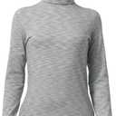 Leapstride Women's Turtleneck Slim - Fit Long Sleeve Base Layer Top, Space - Dyed Pattern, Sport Jersey for All - Round Activities (M, Space-dyed Lt Grey)