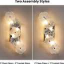 Black Wall Sconce Light 4-Light Modern Sconces Wall Lighting Fixtures with Flower Glass Shade Indoor Bathroom Sconce Wall Lights for Bedroom Living Room Hallway, G9 Base