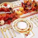 200Pcs Thanksgiving Paper Plates and Napkins, Fall Disposable Dinnerware Set with Pumpkins Maple Leaves Paper Plates Napkins for Thanksgiving Fall Party Supplies