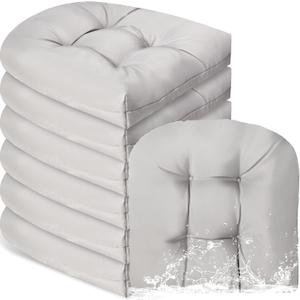 Thyle Outdoor Chair Cushions Set of 6 Waterproof Sun Protection Square Tufted Overstuffed Patio Furniture Seat Cushion for Patio Furniture Dining Indoor 19" x 19"(Light Gray), 19 inches x 19 inches x 3.94 inches