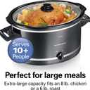 Hamilton Beach Slow Cooker with 3 Cooking Settings, Dishwasher-Safe Stoneware Crock & Glass, 8-Quart Built-In Lid Rest, Black