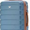 Flight Knight 24x16x10 Expandable Carry On Suitcase Hardside TSA Lock USB C Lightweight Luggage Silent Double Spinner Wheels Maximum Overhead Carry-On Bag For Virgin South West Approved Blue/Tan
