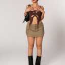 Verdusa Women's Sleeveless Crop Top Cut Out Asymmetrical Hem Slim Fit Cami Top (Brown, XL)